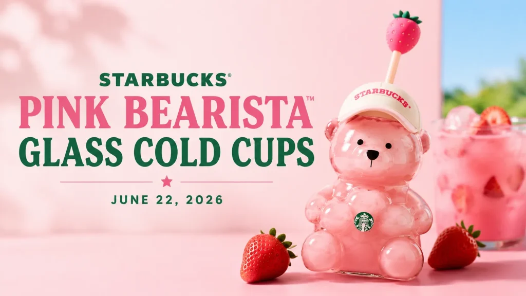 Starbucks Pink Bearista Glass Cold Cups