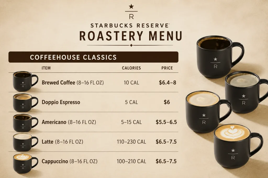 Starbucks Reserve Roastery Menu